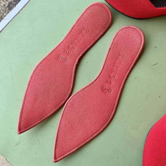 Rothy’s The Point Flats – Coral Knit with Blue Trim, Washable, Size 9 - Picture 6 of 6